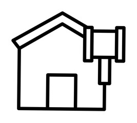 Sticker - house hammer icon. Simple line, outline elements of bankruptcy icons for ui and ux, website or mobile application on white background