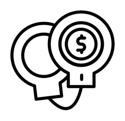 Poster - handcuffs dollar coin icon. Simple line, outline elements of bankruptcy icons for ui and ux, website or mobile application on white background