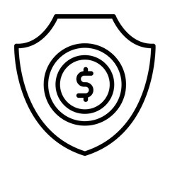 Poster - shield coin dollar icon. Simple line, outline elements of bankruptcy icons for ui and ux, website or mobile application on white background