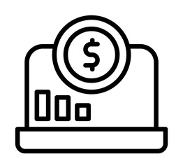 Canvas Print - notebook coin dollar icon. Simple line, outline elements of bankruptcy icons for ui and ux, website or mobile application on white background