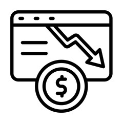 Poster - web site arrow coin dollar icon. Simple line, outline elements of bankruptcy icons for ui and ux, website or mobile application on white background