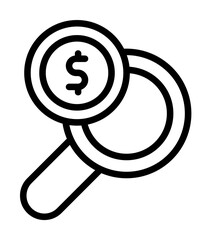 Poster - magnifier dollar coin icon. Simple line, outline elements of bankruptcy icons for ui and ux, website or mobile application on white background