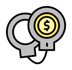 Poster - handcuffs dollar coin icon. Simple color with outline elements of bankruptcy icons for ui and ux, website or mobile application on white background