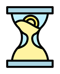 Sticker - coin hourglass icon. Simple color with outline elements of bankruptcy icons for ui and ux, website or mobile application on white background