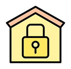 Sticker - house lock icon. Simple color with outline elements of bankruptcy icons for ui and ux, website or mobile application on white background