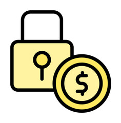Fototapete - dollar coin lock icon. Simple color with outline elements of bankruptcy icons for ui and ux, website or mobile application on white background