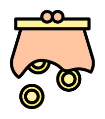 Poster - purse coin icon. Simple color with outline elements of bankruptcy icons for ui and ux, website or mobile application on white background