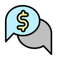 Wall Mural - chat dollar icon. Simple color with outline elements of bankruptcy icons for ui and ux, website or mobile application on white background