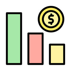 Poster - chart coin dollar icon. Simple color with outline elements of bankruptcy icons for ui and ux, website or mobile application on white background
