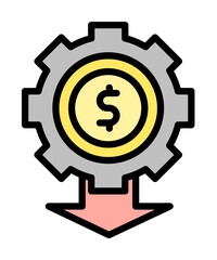 Canvas Print - gear arrow dollar icon. Simple color with outline elements of bankruptcy icons for ui and ux, website or mobile application on white background