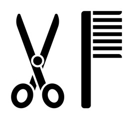 Poster - Scissor, comb, hairbrush icon. Simple bathroom icons for ui and ux, website or mobile application on white background