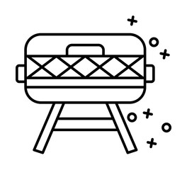 Sticker - Portable grill bbq barbecue icon. Element of barbecue party icon on white background