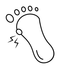 Sticker - Foot ache injury icon. Simple line, outline of human skeleton icons for ui and ux, website or mobile application on white background on white background