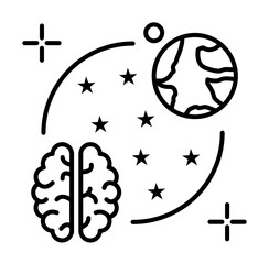 Poster - Astronomy planets brain icon. Element of brain concept on white background