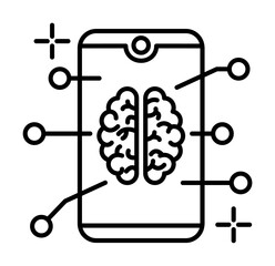 Poster - Smartphone brain icon. Element of brain concept on white background