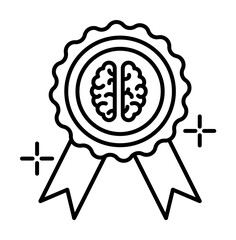 Canvas Print - Badge brain icon. Element of brain concept on white background