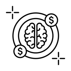 Poster - Dolar money brain icon. Element of brain concept on white background