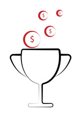 Poster - Prize cup profits 2 colored line icon. Simple colored element illustration. Prize cup profits outline symbol design from finance set on white background