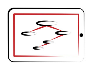 Poster - Business structure on the tablet 2 colored line icon. Simple colored element illustration. Business structure on the tablet outline symbol design from finance set on white background