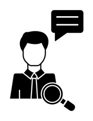 Poster - Search man chat icon. Simple business intention icons for ui and ux, website or mobile application on white background