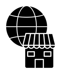 Poster - Global shopping business icon. Simple business intention icons for ui and ux, website or mobile application on white background
