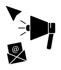 Sticker - Megaphone email icon. Simple business intention icons for ui and ux, website or mobile application on white background