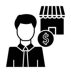 Sticker - Man business dollar icon. Simple business intention icons for ui and ux, website or mobile application on white background