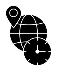 Poster - Location global time icon. Simple business intention icons for ui and ux, website or mobile application on white background