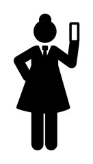 Poster - Businesswoman card presentation office icon. Element of businessman pictogram icon on white background