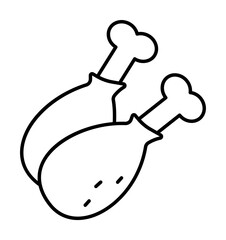 Poster - Chicken, leg icon. Simple line, outline batcher icons for ui and ux, website or mobile application on white background