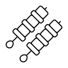 Poster - Skewer, meat icon. Simple line, outline batcher icons for ui and ux, website or mobile application on white background