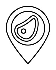 Poster - Location, meat icon. Simple line, outline batcher icons for ui and ux, website or mobile application on white background