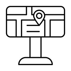 Poster - Map, stand icon. Simple line, outline elements of city for ui and ux, website or mobile application on white background