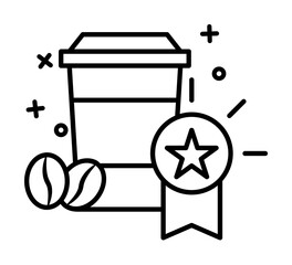 Sticker - Coffee, drink icon. Simple line, outline of coffee icons for ui and ux, website or mobile application on white background