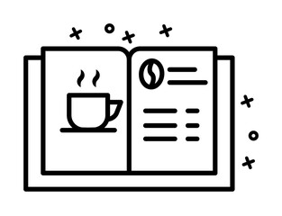 Poster - Menu, book, coffee icon. Simple line, outline of coffee icons for ui and ux, website or mobile application on white background
