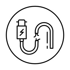 Poster - Broken cable, connector icon. Simple line, outline elements of connectors and cables icons for ui and ux, website or mobile application on white background