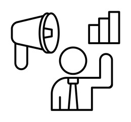 Poster - Megaphone growth man icon. Element of consumer behavior line icon on white background