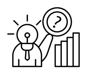 Poster - Search question mark idea icon. Element of consumer behavior line icon on white background