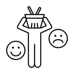 Poster - Customer smile basket man icon. Element of consumer behavior line icon on white background
