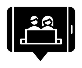 Sticker - Smartphone chat users laptop icon. Simple connection sign icons for ui and ux, website or mobile application on white background