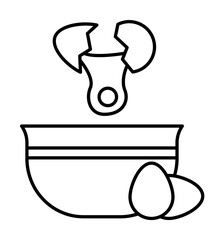 Poster - Eggs bowl icon. Simple line, outline cooking icons for ui and ux, website or mobile application on white background