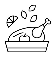 Wall Mural - Chicken bowl leaves icon. Simple line, outline cooking icons for ui and ux, website or mobile application on white background