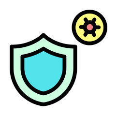 Sticker - Shield, coronavirus icon. Simple color with outline elements of viral pandemic icons for ui and ux, website or mobile application on white background