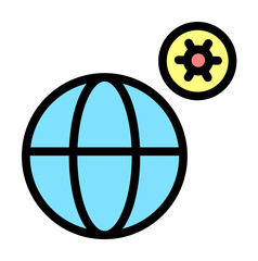 Poster - World, global, coronavirus icon. Simple color with outline elements of viral pandemic icons for ui and ux, website or mobile application on white background