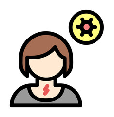 Sticker - Cough, girl, coronavirus icon. Simple color with outline elements of viral pandemic icons for ui and ux, website or mobile application on white background