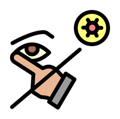 Sticker - No touch eye, coronavirus icon. Simple color with outline elements of viral pandemic icons for ui and ux, website or mobile application on white background