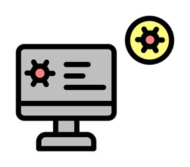 Poster - Desktop, news, coronavirus icon. Simple color with outline elements of viral pandemic icons for ui and ux, website or mobile application on white background