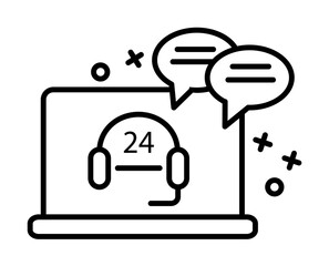 Poster - Laptop, chat, headphone icon. Element of customer services icon on white background
