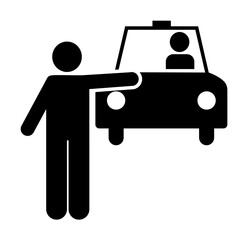 Poster - Man, cab, car, vehicle, taxi icon. Element of daily routine pictogram icon on white background