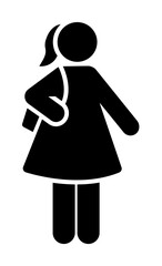 Poster - Girl, school, go, bag icon. Element of daily routine pictogram icon on white background